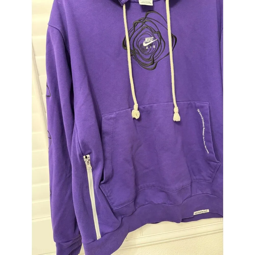 Nike Air Dri Fit Purple Rose Embroidered Graphic Hoodie Jacket L